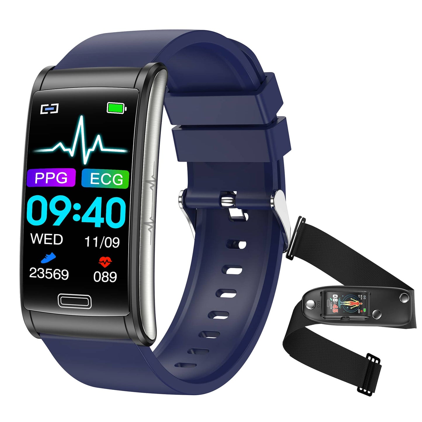 ZW60 1.47HD Large Screen ECG/EKG Blood Glucose Scientific Sleep HRV Smart Fitness Bracelet