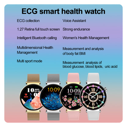 ZW71 ECG Health Smart Call Watch Blood Oxygen Uric Acid Lipid Monitoring Voice Assistant Physiological Cycle Record