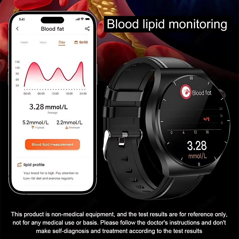 2025 New Laser Treatment Smart Watch - Blood Sugar - Lipid and Uric Acid Medical Grade ECG+PPG Health Monitoring