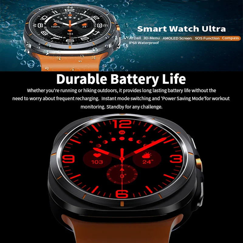 2025 New For Galaxy W7 Ultra AMOLED Smart Watch Men Blood Glucose Heart Rate Bluetooth Call NFC GPS Tracker Men Smart Watch