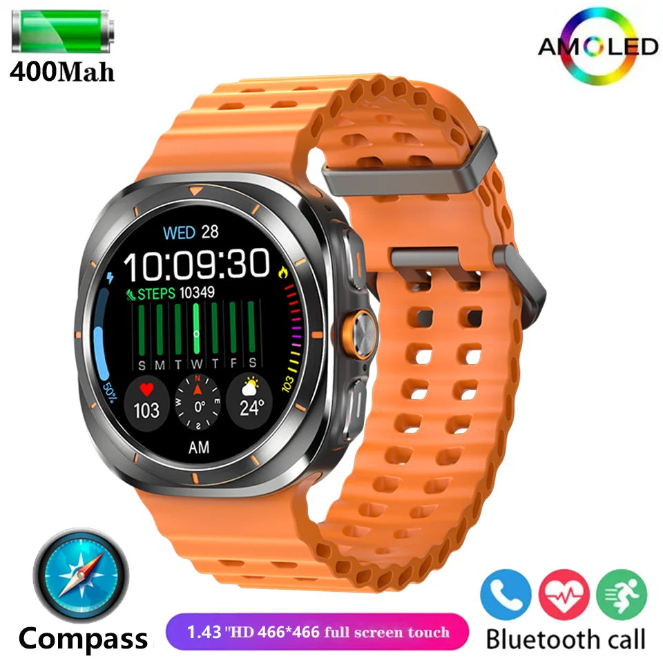 2025 New For Galaxy W7 Ultra AMOLED Smart Watch Men Blood Glucose Heart Rate Bluetooth Call NFC GPS Tracker Men Smart Watch