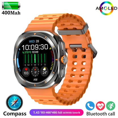 2025 New For Galaxy W7 Ultra AMOLED Smart Watch Men Blood Glucose Heart Rate Bluetooth Call NFC GPS Tracker Men Smart Watch