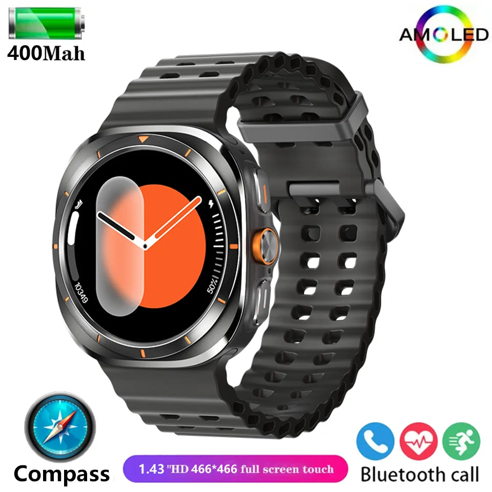 2025 New For Galaxy W7 Ultra AMOLED Smart Watch Men Blood Glucose Heart Rate Bluetooth Call NFC GPS Tracker Men Smart Watch